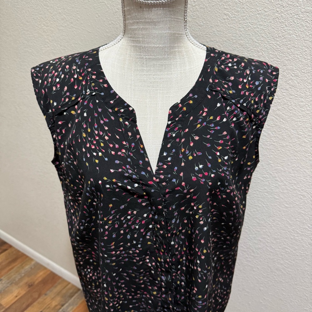 Motherhood Black Sleeveless Top with Multicolor Floral Design - Size Medium